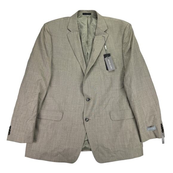 Michael Kors Mens Classic Fit Stretch Wool Blend Suit Jacket Tan 48L - Picture 1 of 5